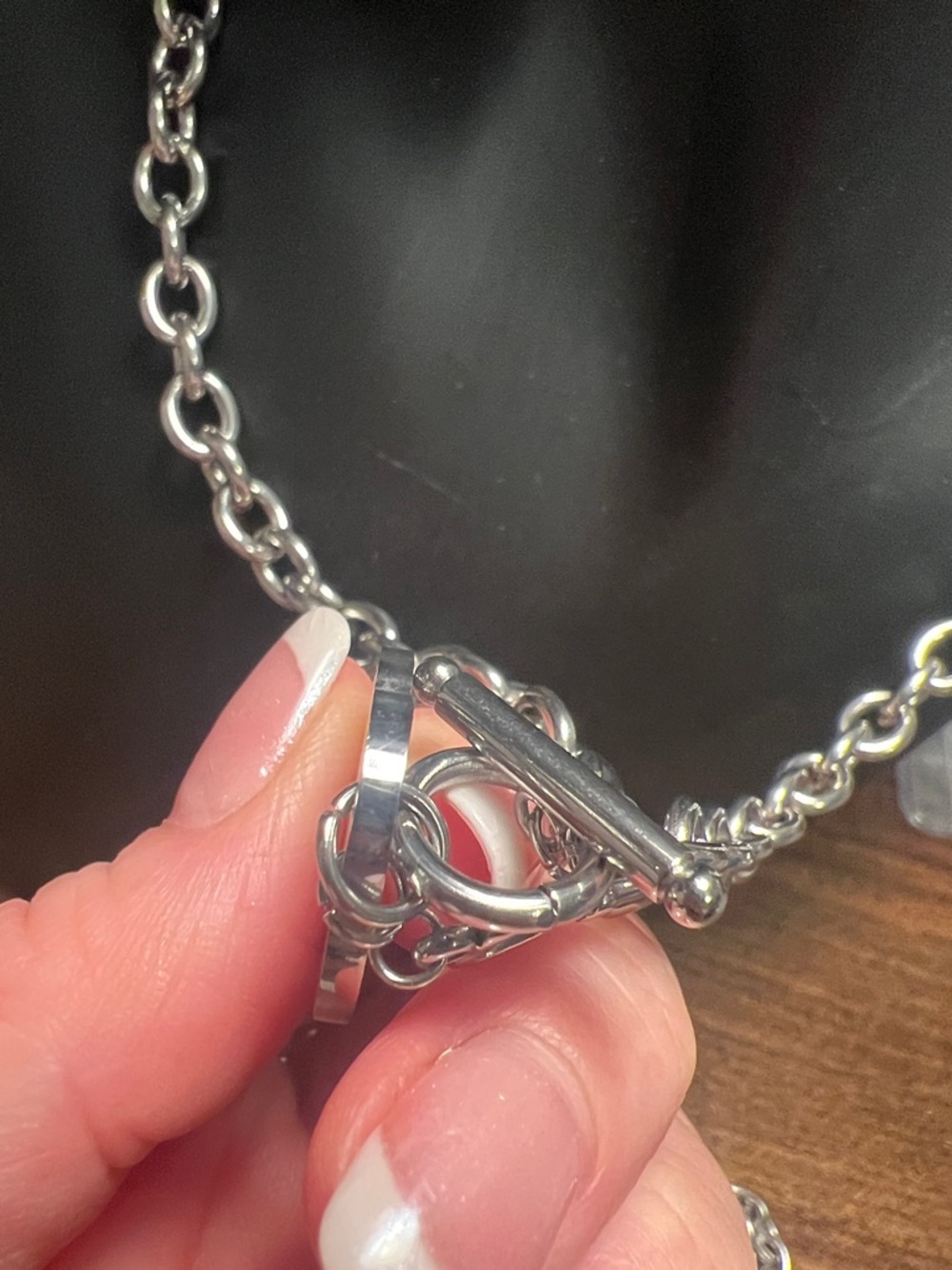 Silver Heart Tag Toggle Necklace and Bracelet Set - Picture 4 of 16